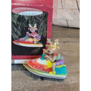 Hallmark antlers aweigh! 1996 ornament Xmas Decor reindeer jet ski